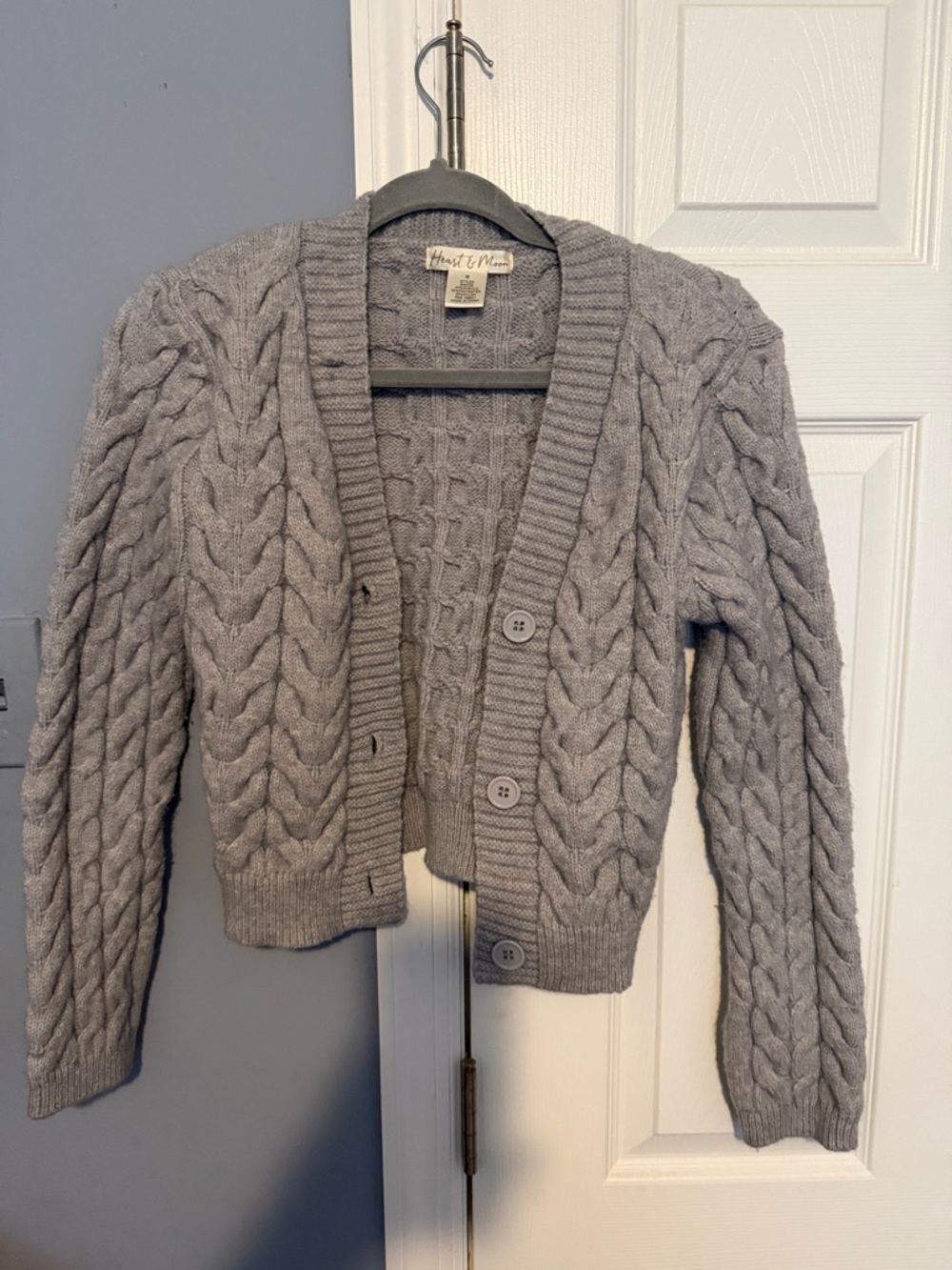 Hearth & Hand Light Gray Cable Cardigan with Button Front